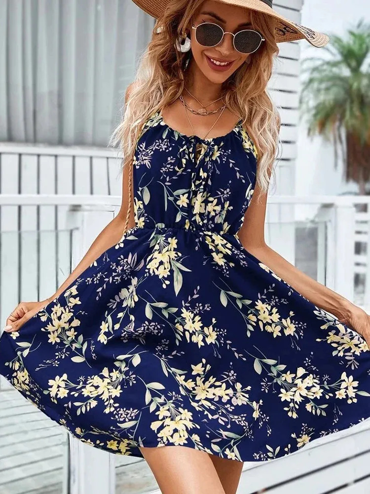Floral Print Backless Sundress