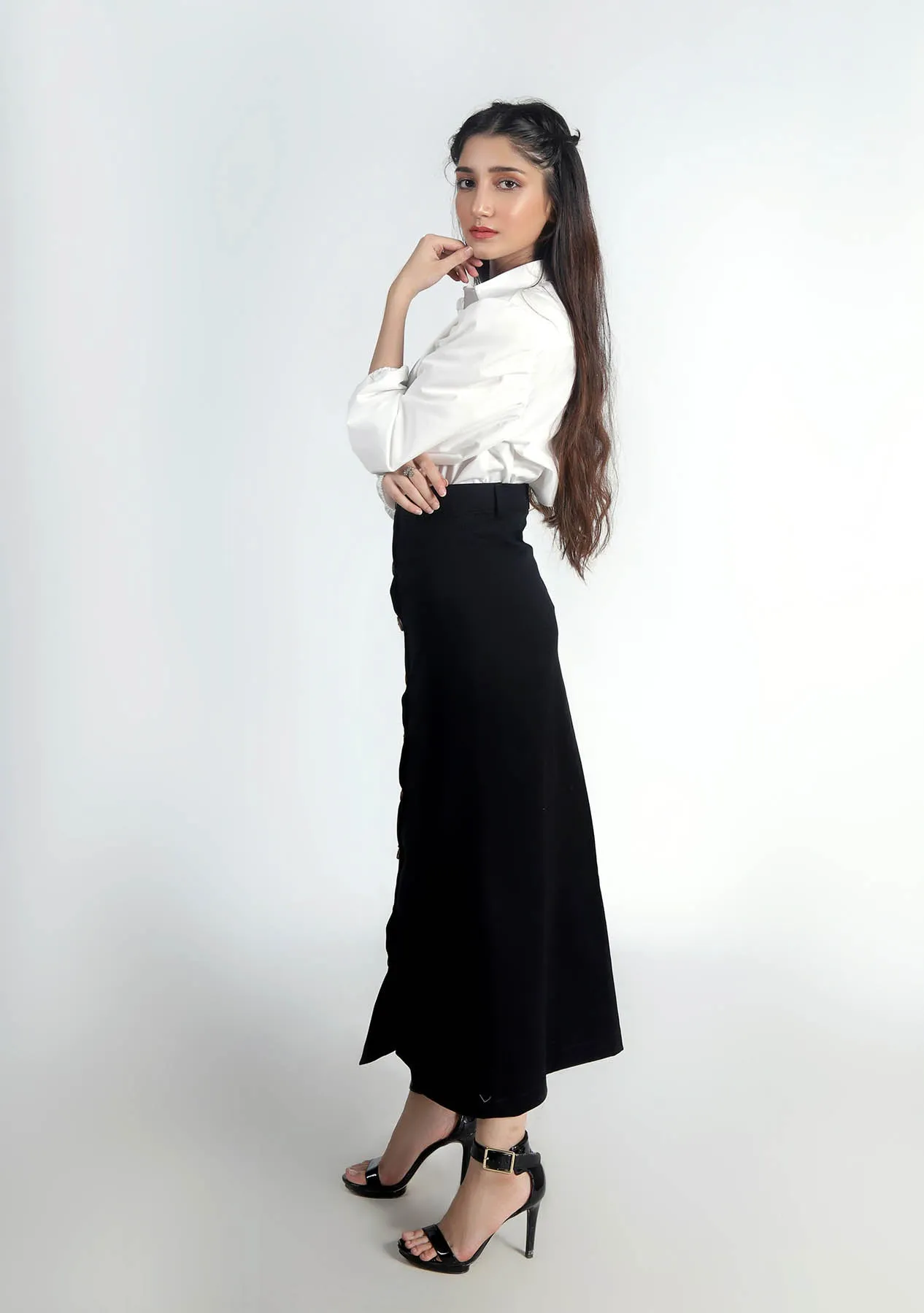 Front Button Skirt - Black