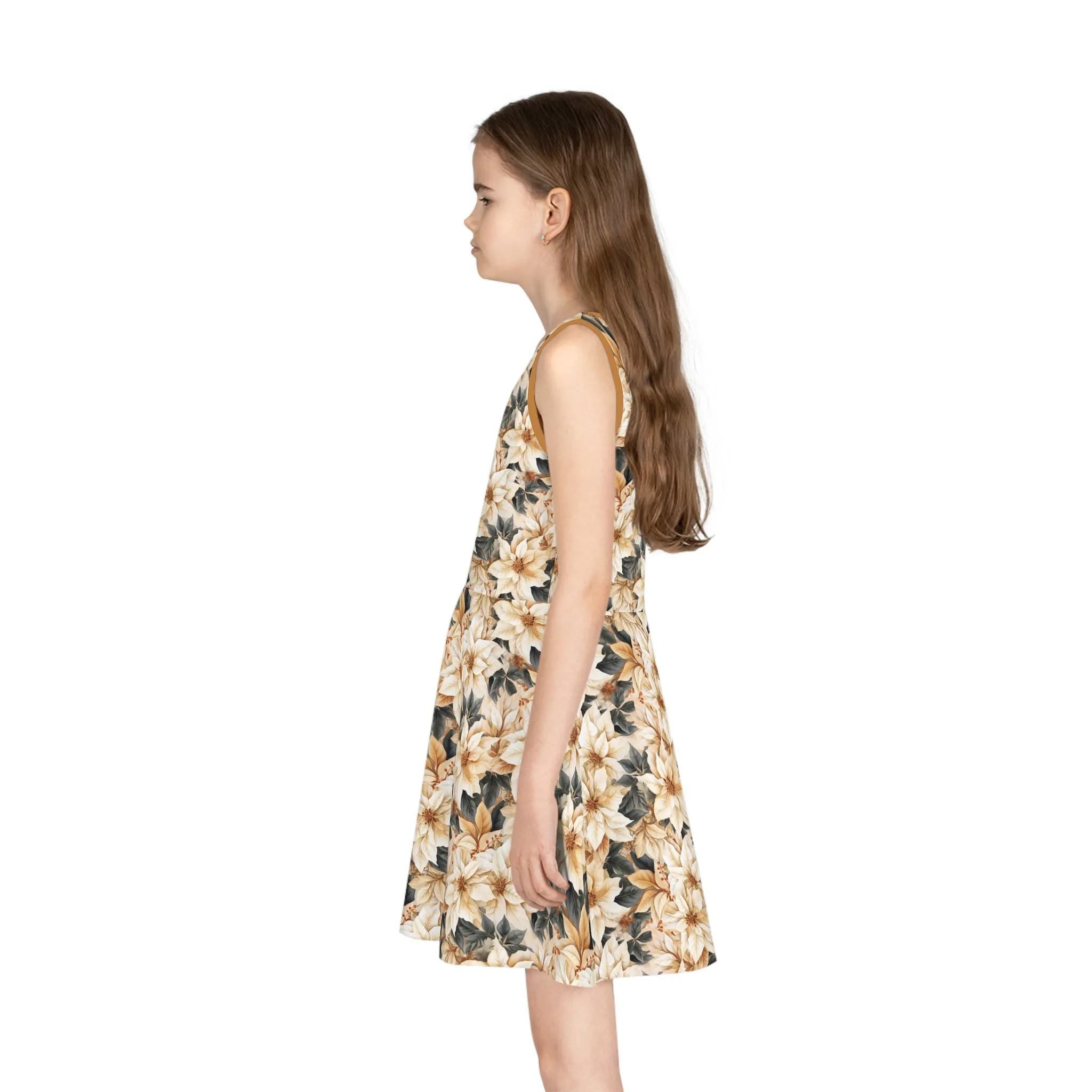 Girls' Sleeveless Sundress Cream Poinsettia