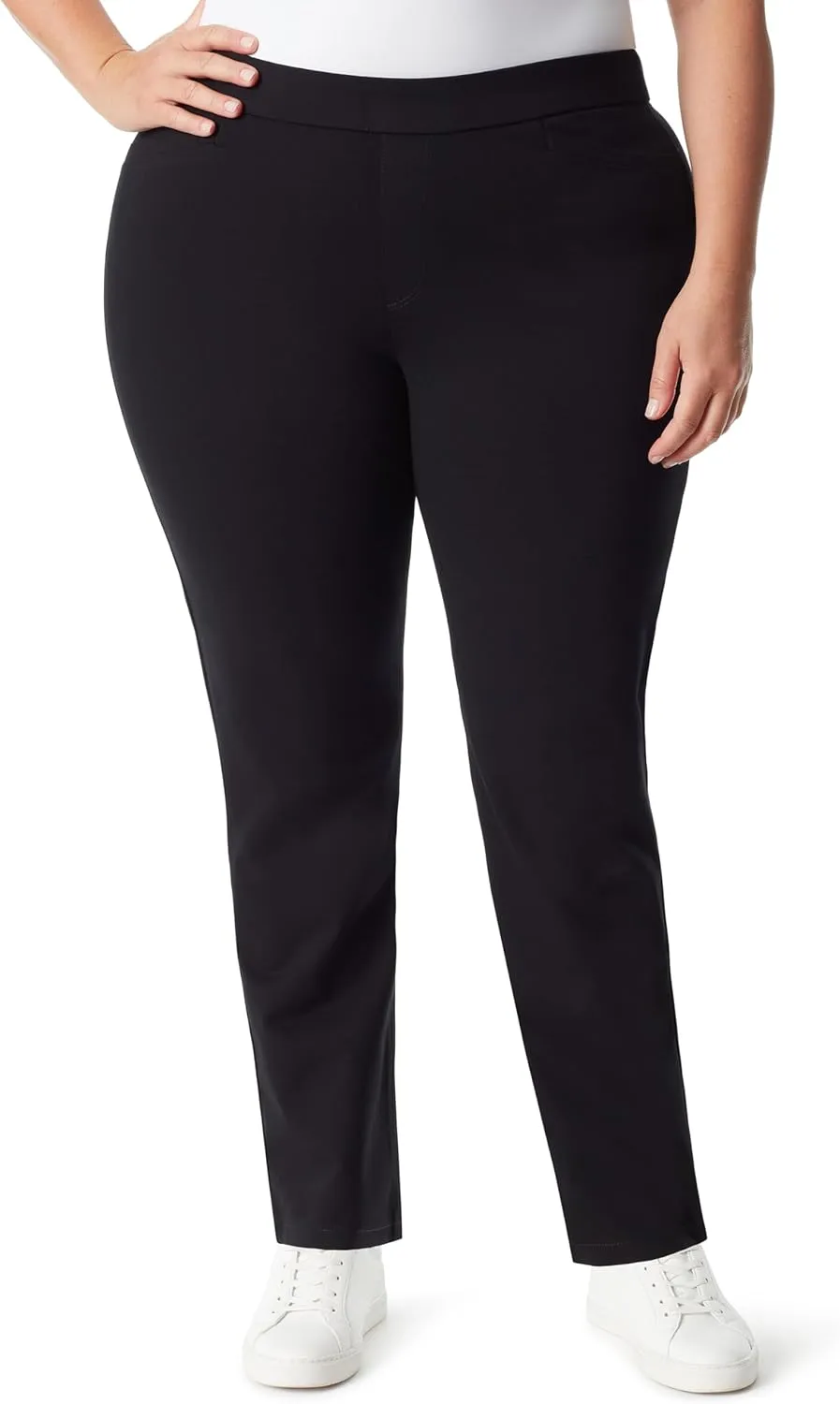 Gloria Vanderbilt Women's Pull on Trouser 4 Pocket Mid Rise Straight Leg Pant Plus