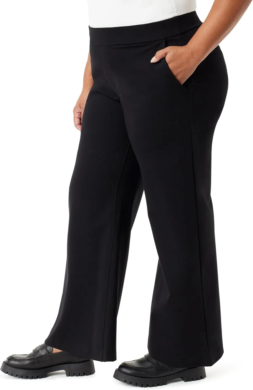 Gloria Vanderbilt Women's Pull on Trouser 4 Pocket Mid Rise Straight Leg Pant Plus
