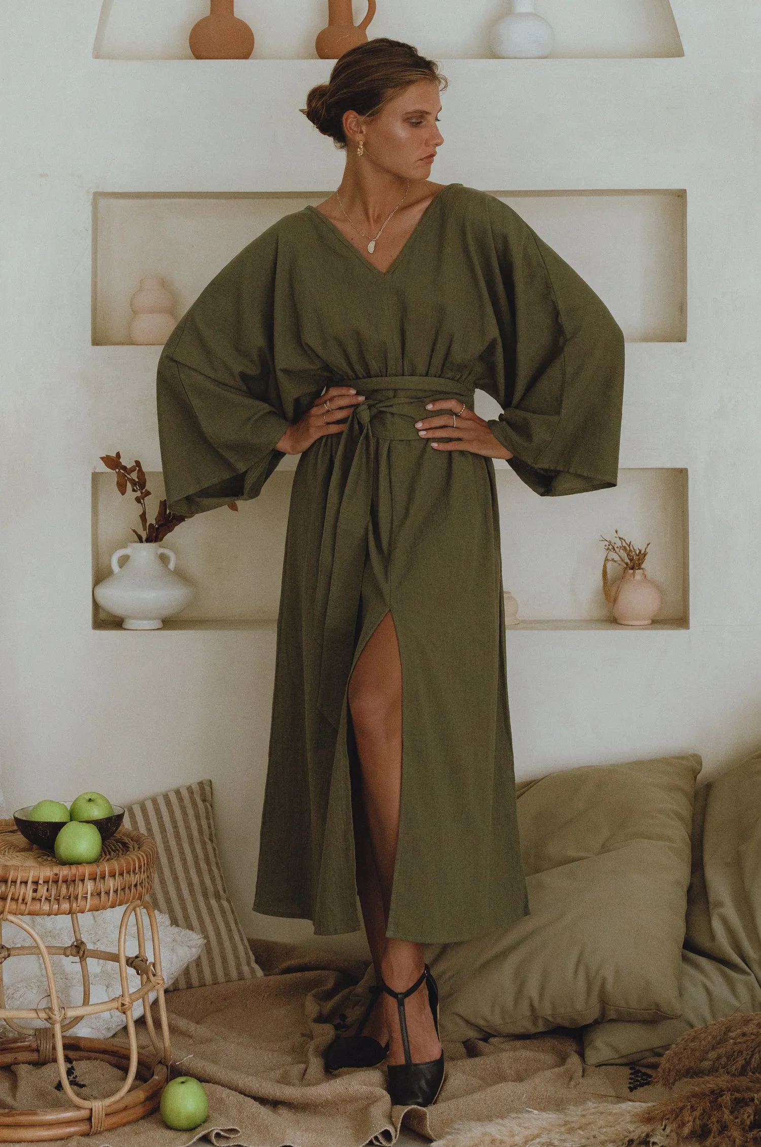 Hana Linen Kimono Dress