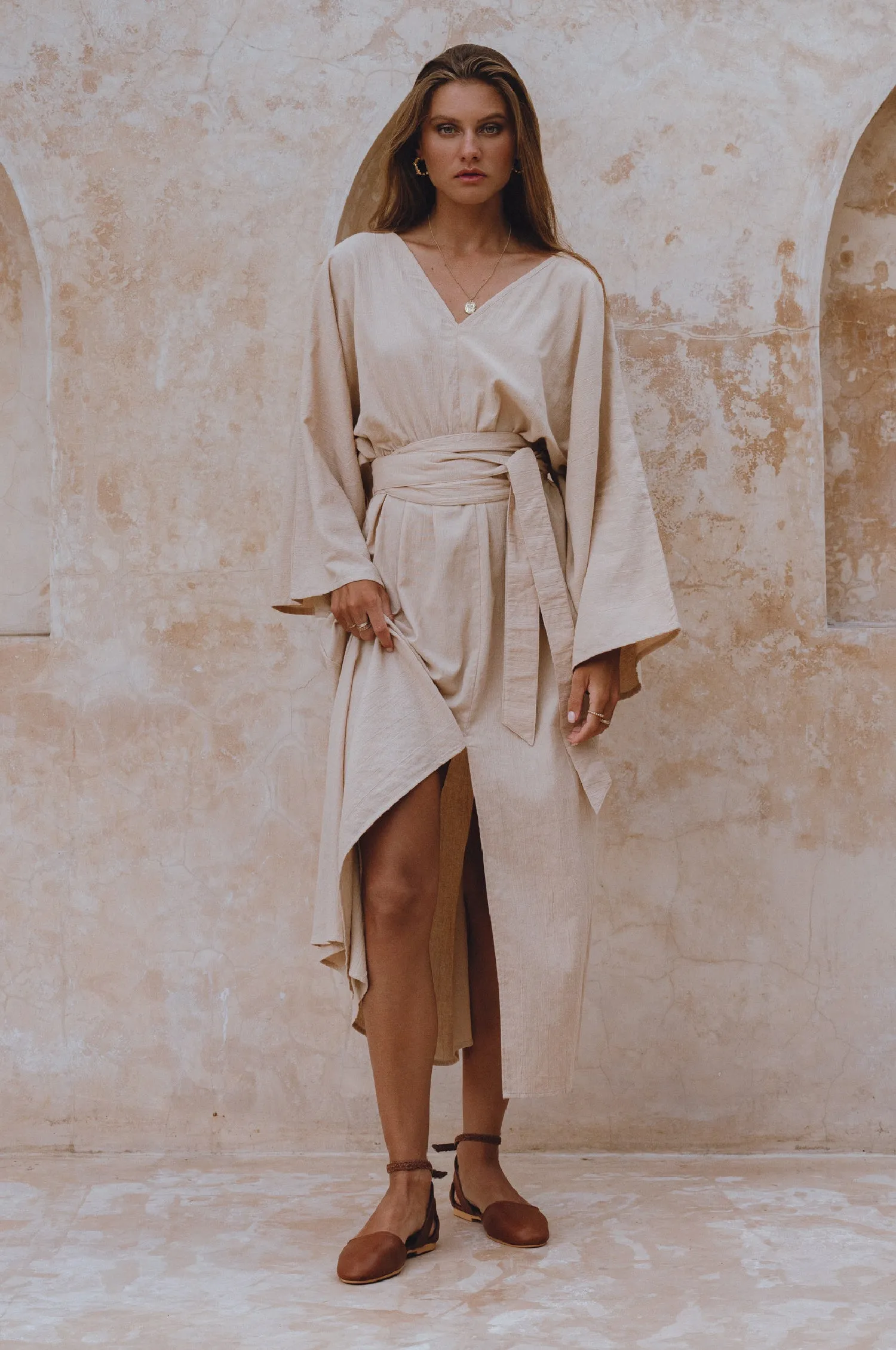 Hana Linen Kimono Dress