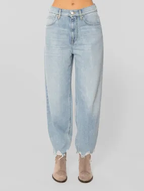 Jeans a Vita Alta ad Uovo Blu Chiaro