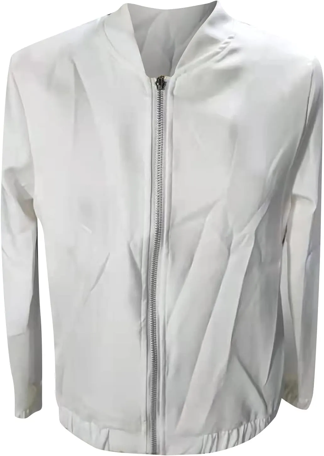 JEGULV Blazer for Women Fashion Print Jackets Stand Collar Slim Fit Cardigan Zip Up Business Office Suit for Work