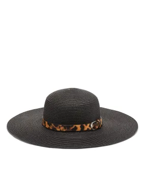 Justin Taylor Leopard-Band Black Straw Hat - Brands We Love