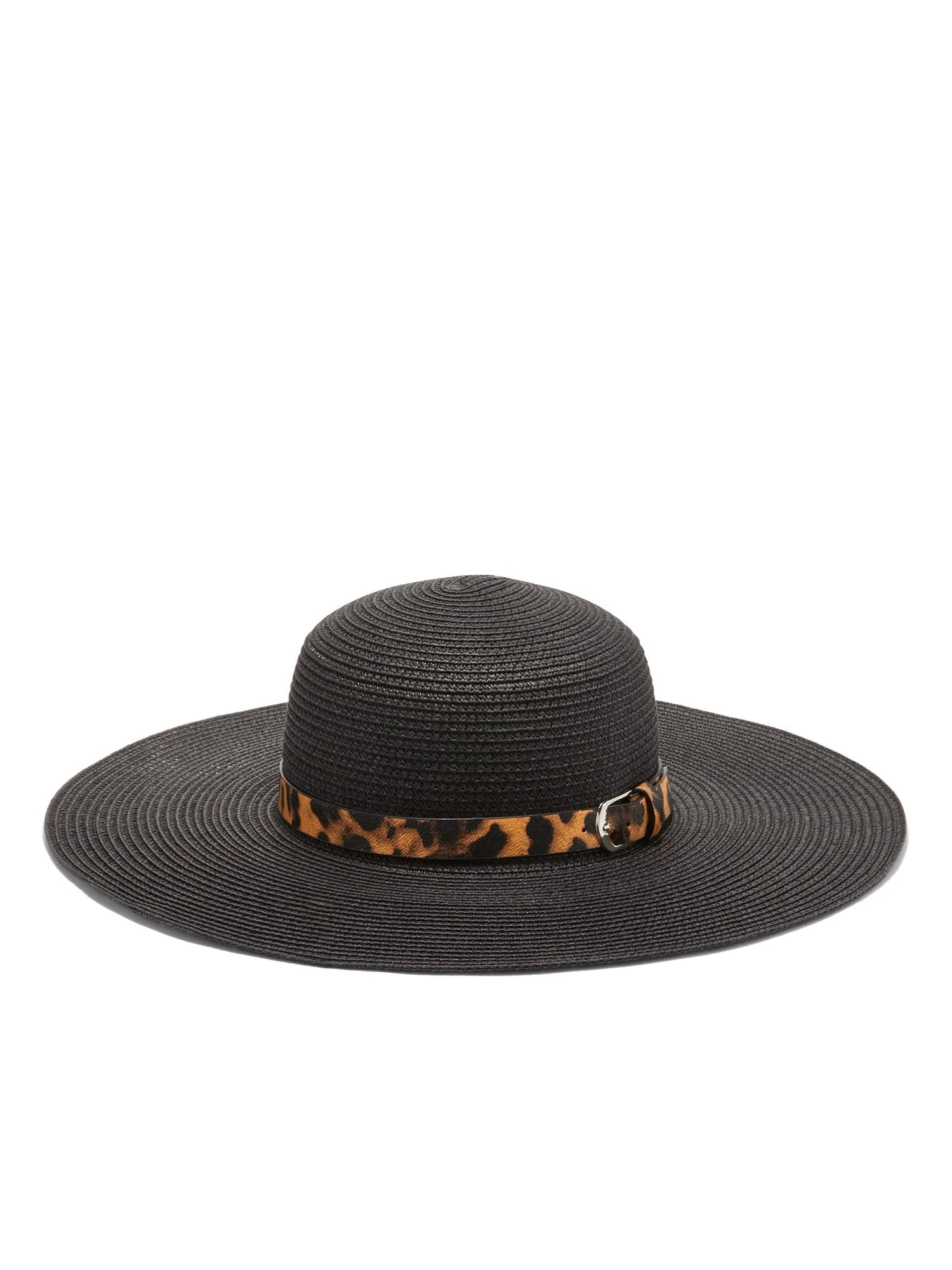 Justin Taylor Leopard-Band Black Straw Hat - Brands We Love