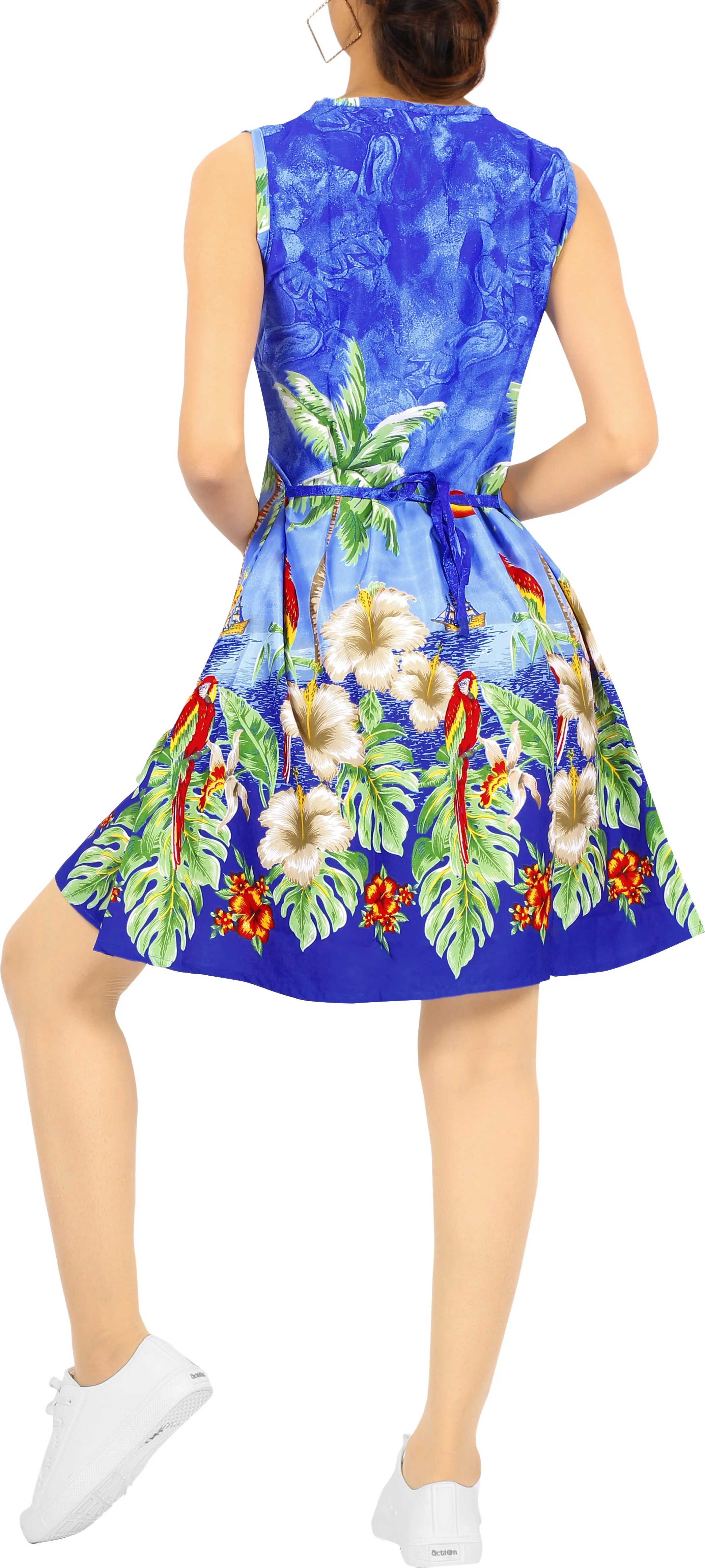 LA LEELA Women Beach Swimsuit Tops Cover Ups Swimwear Kimono US 4 [S] Blue_V208