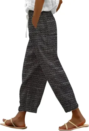 Linen Capri Pants for Women 2024 Capri Pants with Pockets Wide Leg Cropped Pants for Women Linen Capri Pants for