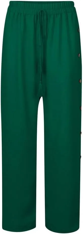 Linen Pants for Women Summer Trendy High Side Split Snap Button Pants Womens Wide Leg Beach Pants S-3XL