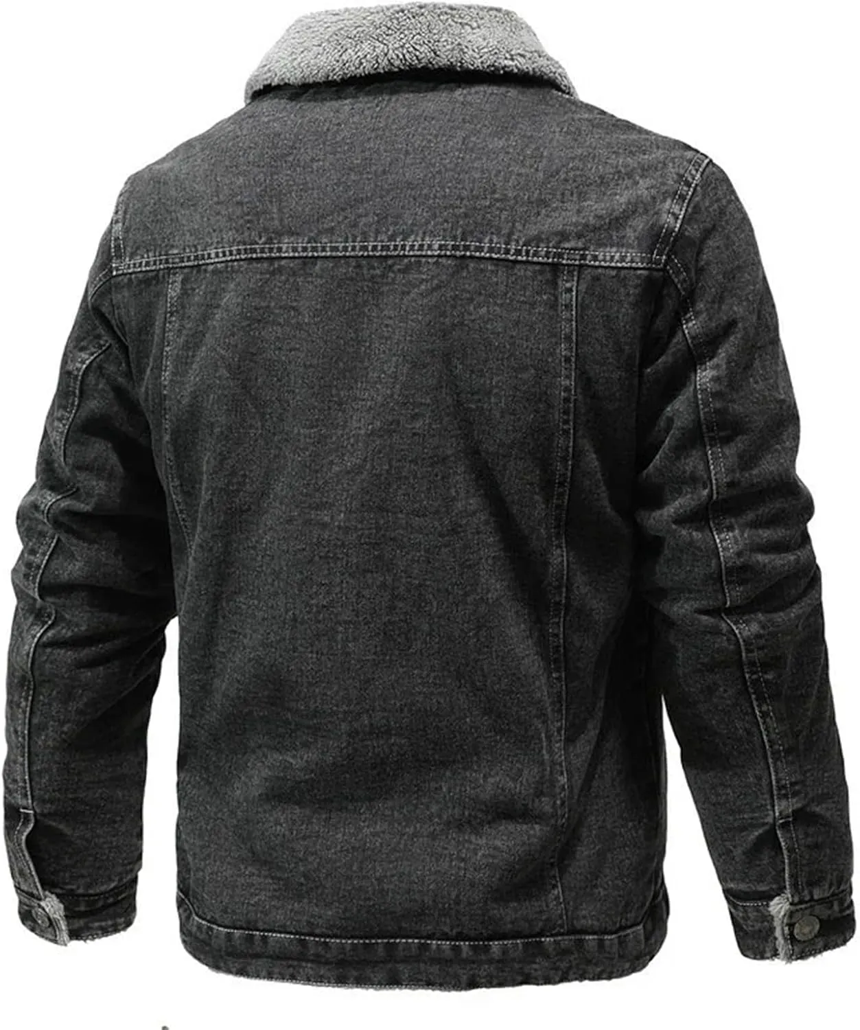Men's Lapel Fleece Lined Padded Denim Jacket Warm And Soft Trucker Jacket