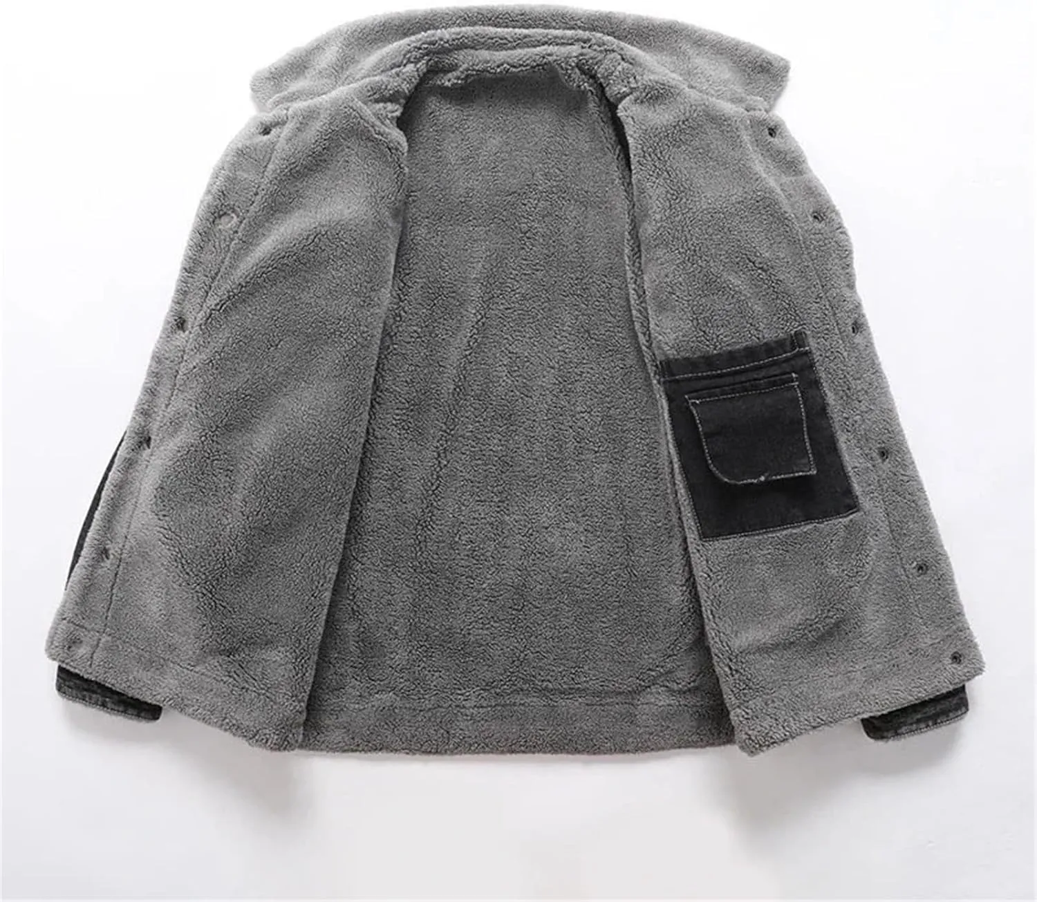 Men's Lapel Fleece Lined Padded Denim Jacket Warm And Soft Trucker Jacket