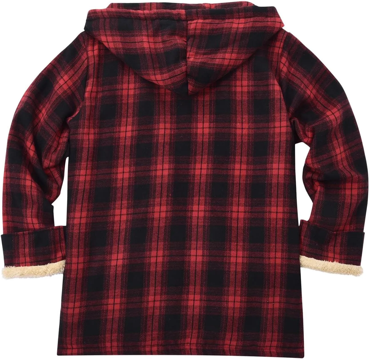 Men's Sherpa Lined Plaid Hoodies Full Zip Hooded Shirt Jacket Thick Fleece Flannel Jackets Soft Warm Coat with Hood