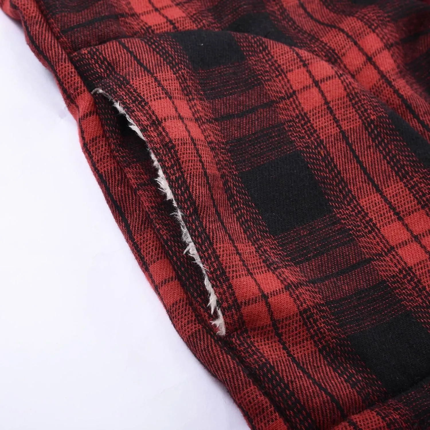 Men's Sherpa Lined Plaid Hoodies Full Zip Hooded Shirt Jacket Thick Fleece Flannel Jackets Soft Warm Coat with Hood