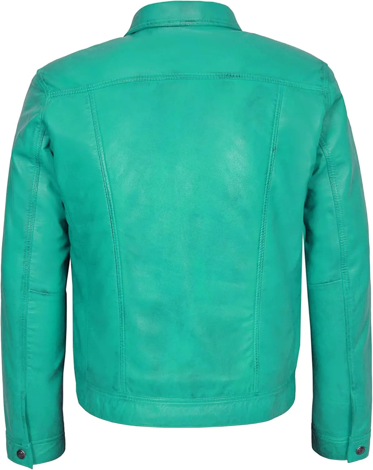 Men's Trucker Classic Western Soft Genuine Leather Shirt Style Denim Look Jacket 1280