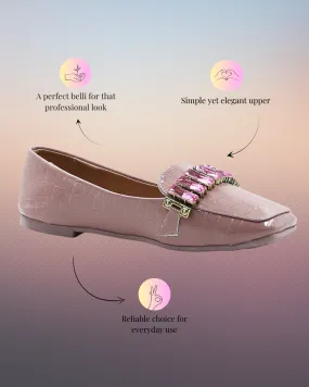 Nude Pink Slip-On Croco Belli