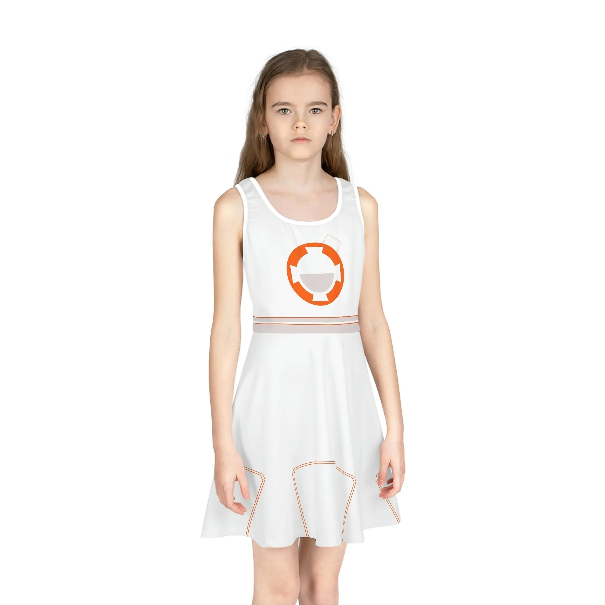Orange Droid Girls' Sleeveless Sundress (AOP)
