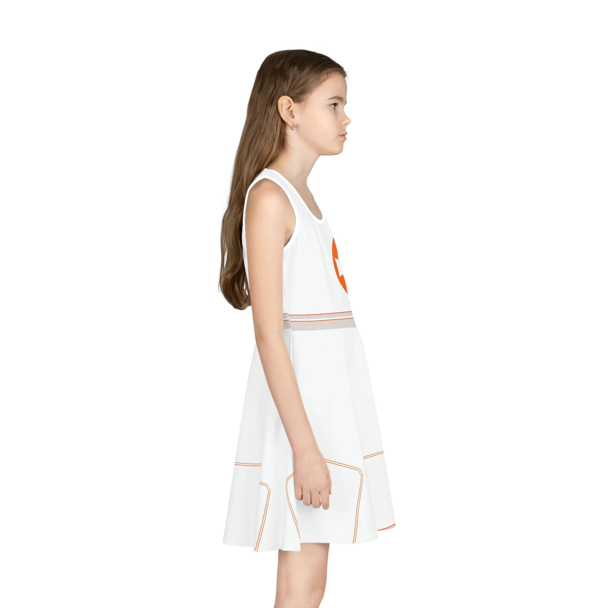Orange Droid Girls' Sleeveless Sundress (AOP)