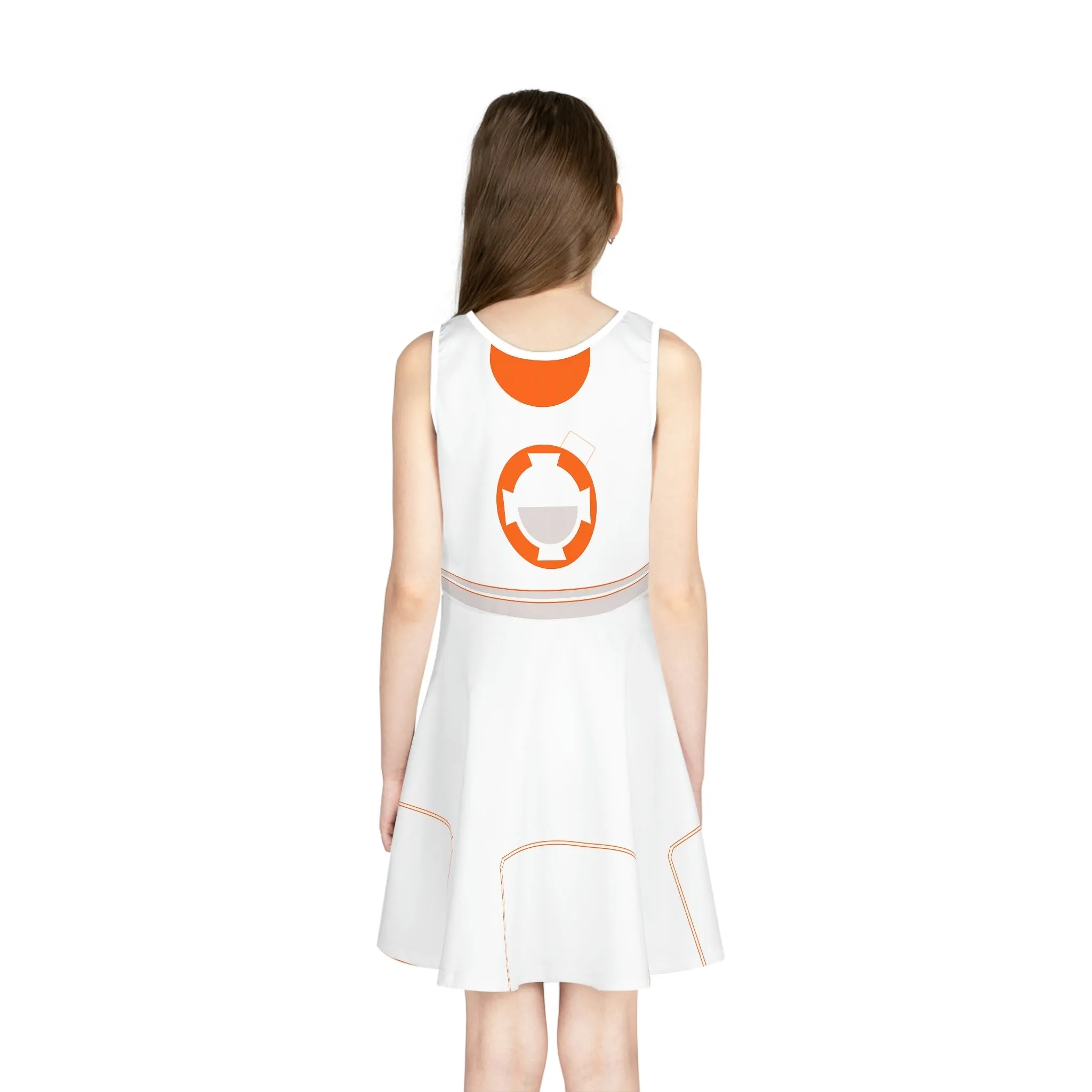 Orange Droid Girls' Sleeveless Sundress (AOP)