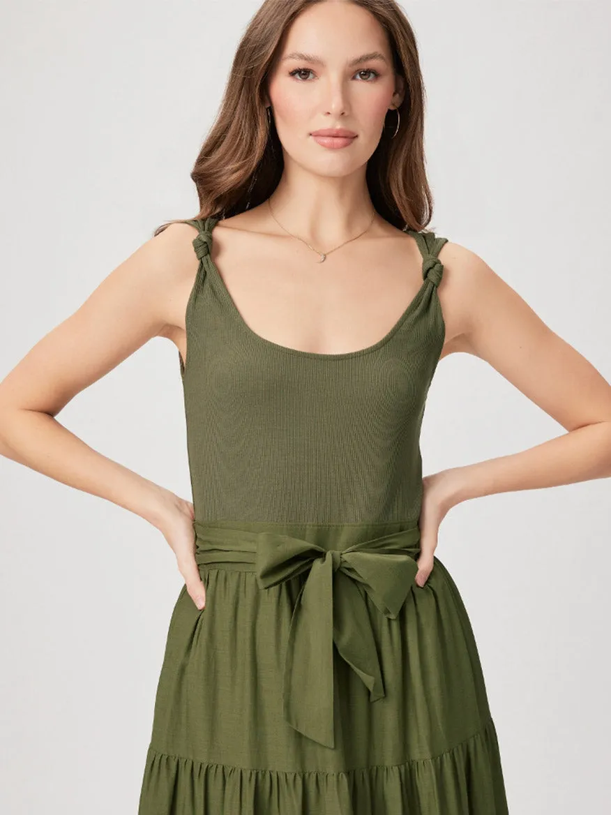 Paige Samosa Dress in Dark Olive