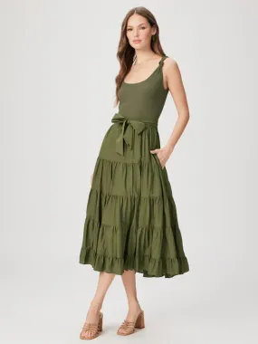 Paige Samosa Dress in Dark Olive