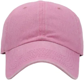 Pigment Dyed Low Profile Cotton Baseball Cap   Washed Pink