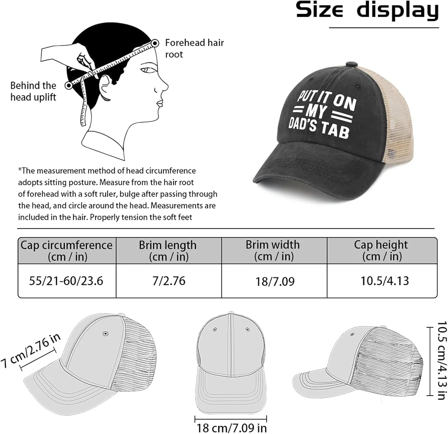 Put IT ON My Dad's TAB Hat Trucker Hat Men Trendy Mesh Hat for Summer