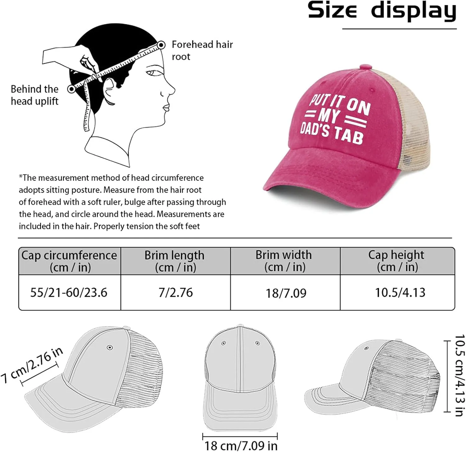 Put IT ON My Dad's TAB Hat Trucker Hat Men Trendy Mesh Hat for Summer