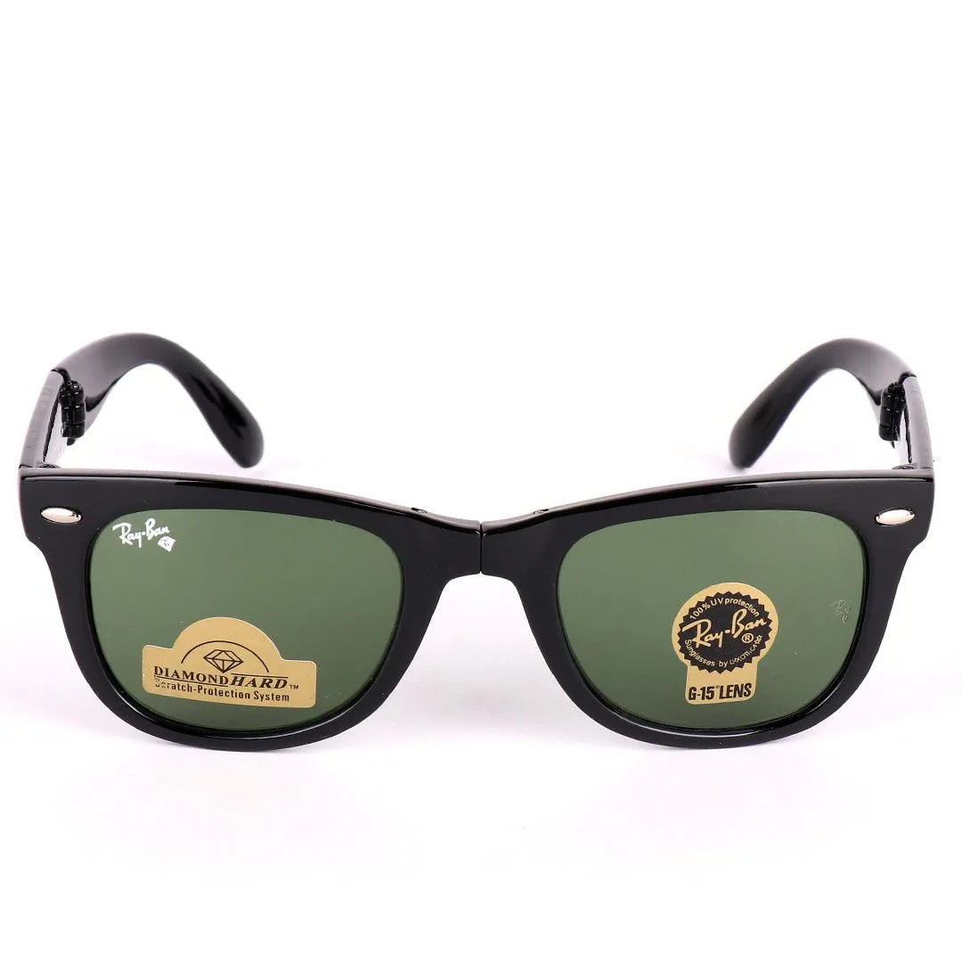 Ray-Ban 4105 Foldable Wayfarer Black With Green Lens Sunglasses