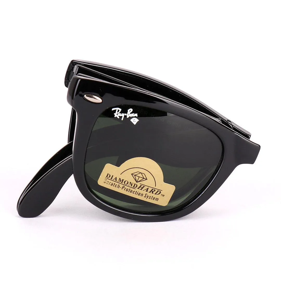 Ray-Ban 4105 Foldable Wayfarer Black With Green Lens Sunglasses