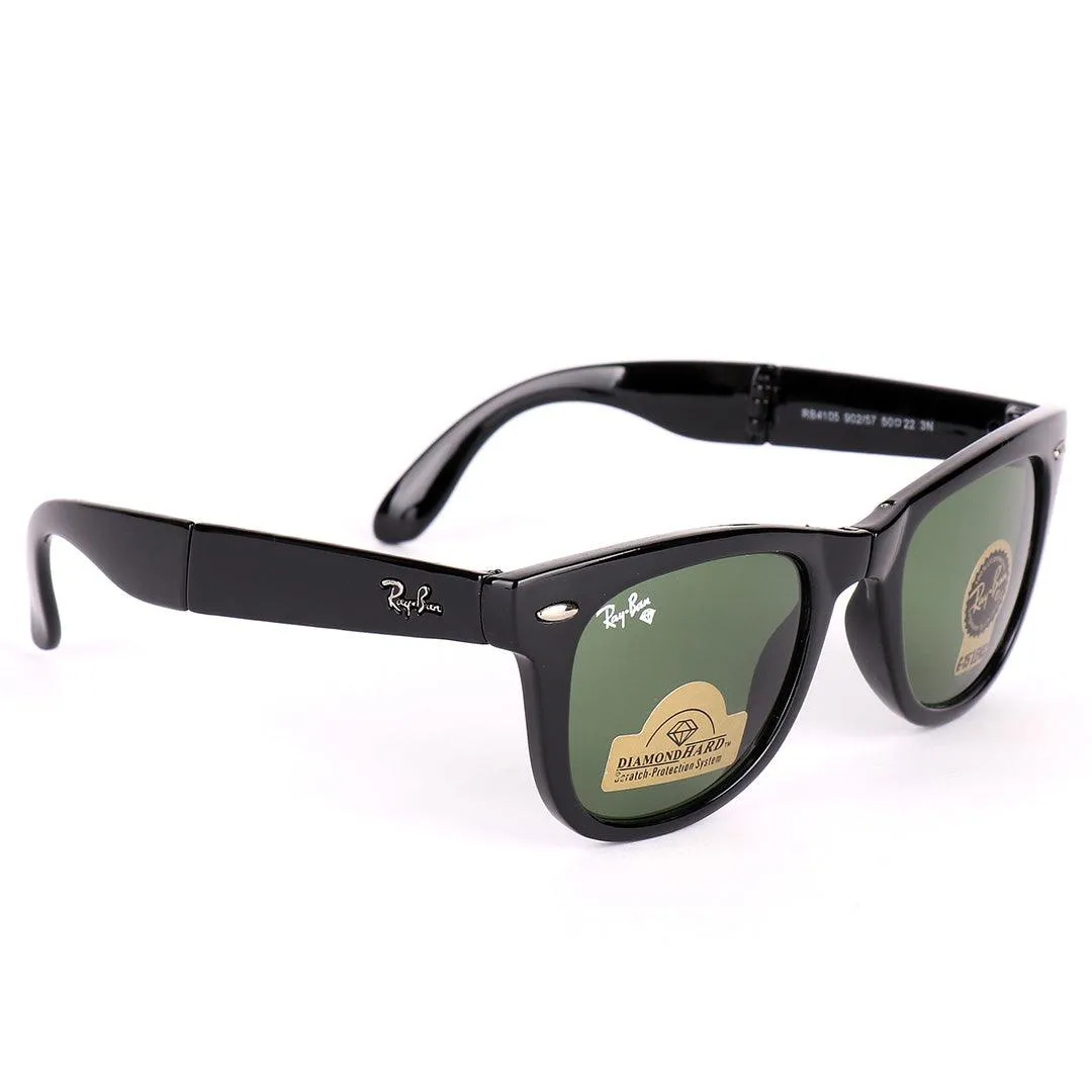 Ray-Ban 4105 Foldable Wayfarer Black With Green Lens Sunglasses