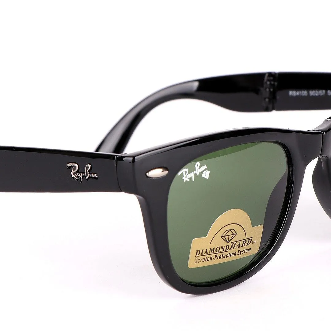 Ray-Ban 4105 Foldable Wayfarer Black With Green Lens Sunglasses