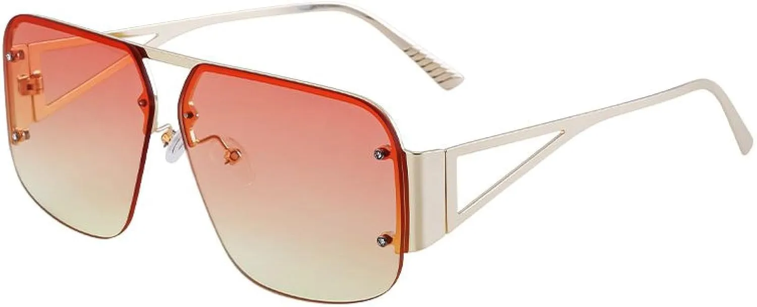 Rimless Metal Sunglasses Women Luxury Vintage Glasses for Men Retro Frameless