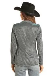Rock & Roll Womens Shimmering Glittered Blazer