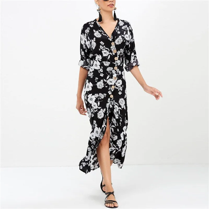 Sexy Deep V-neck Party Boho Sundress