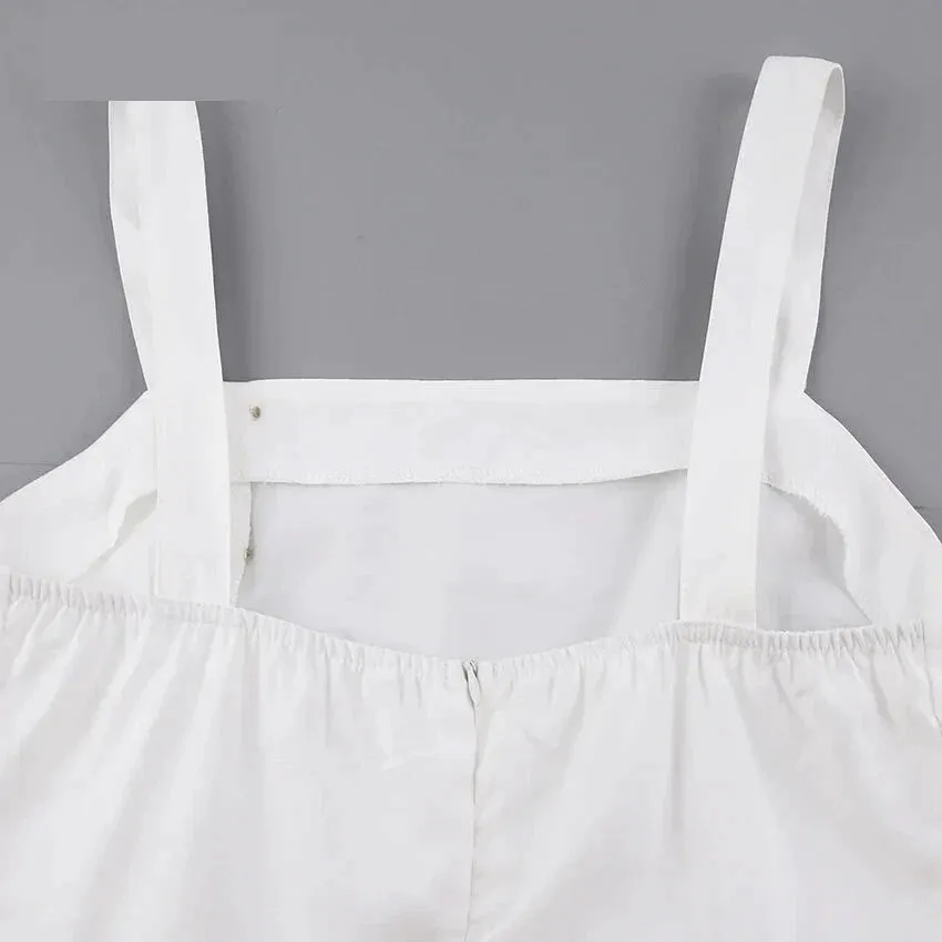 Solid Layered Ruffle Cami Sundress with Side Buttons Applique