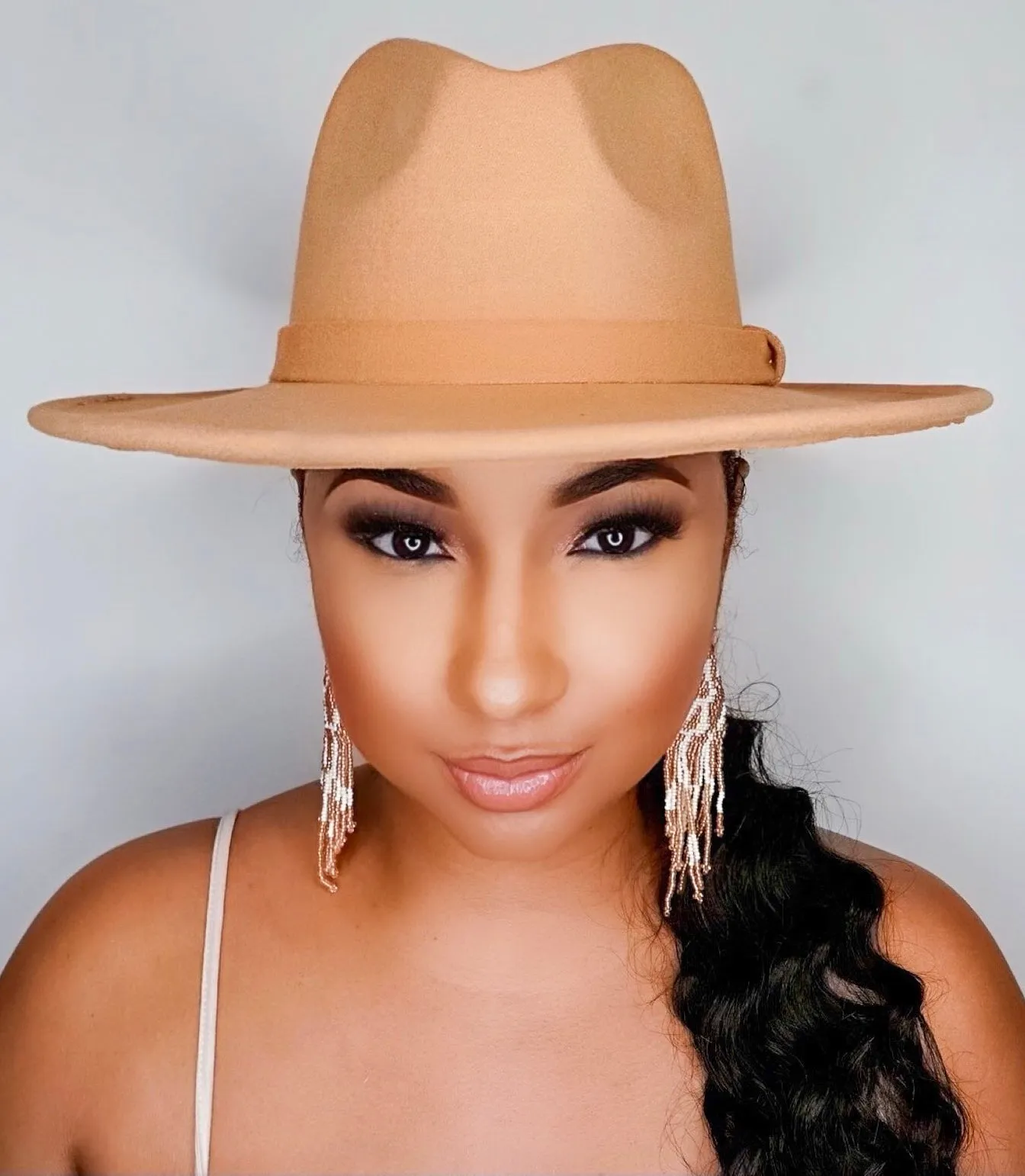 Still Trending | Wide Brim Panama Felt Fedora Hat with Band - 3