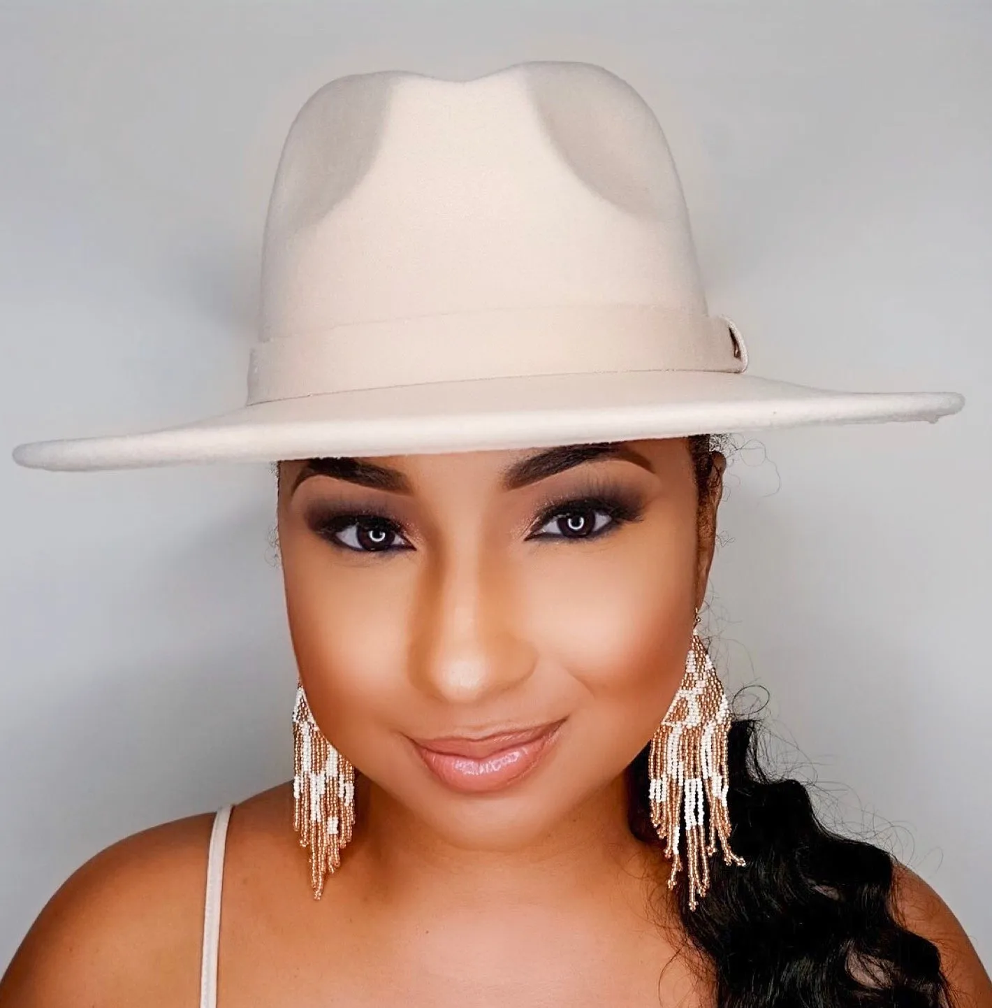 Still Trending | Wide Brim Panama Felt Fedora Hat with Band - 3