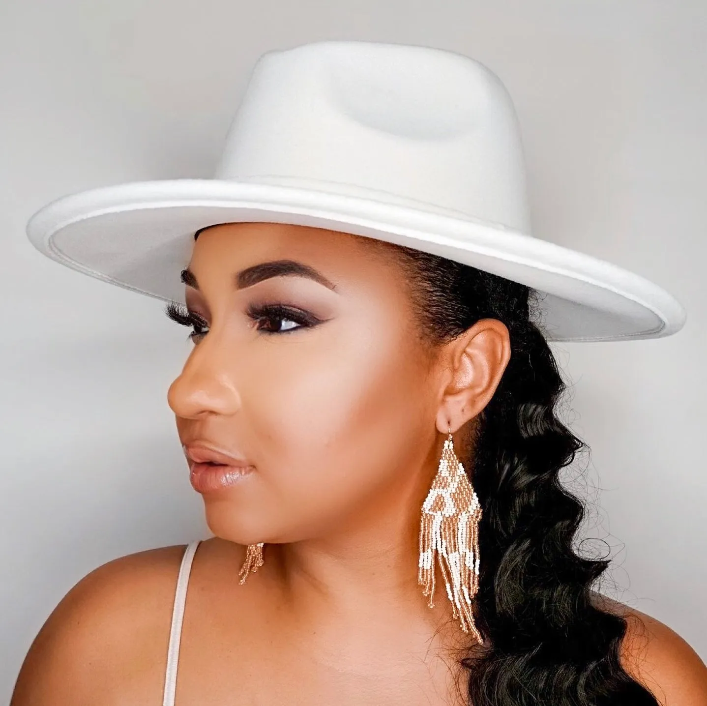 Still Trending | Wide Brim Panama Felt Fedora Hat with Band - 3
