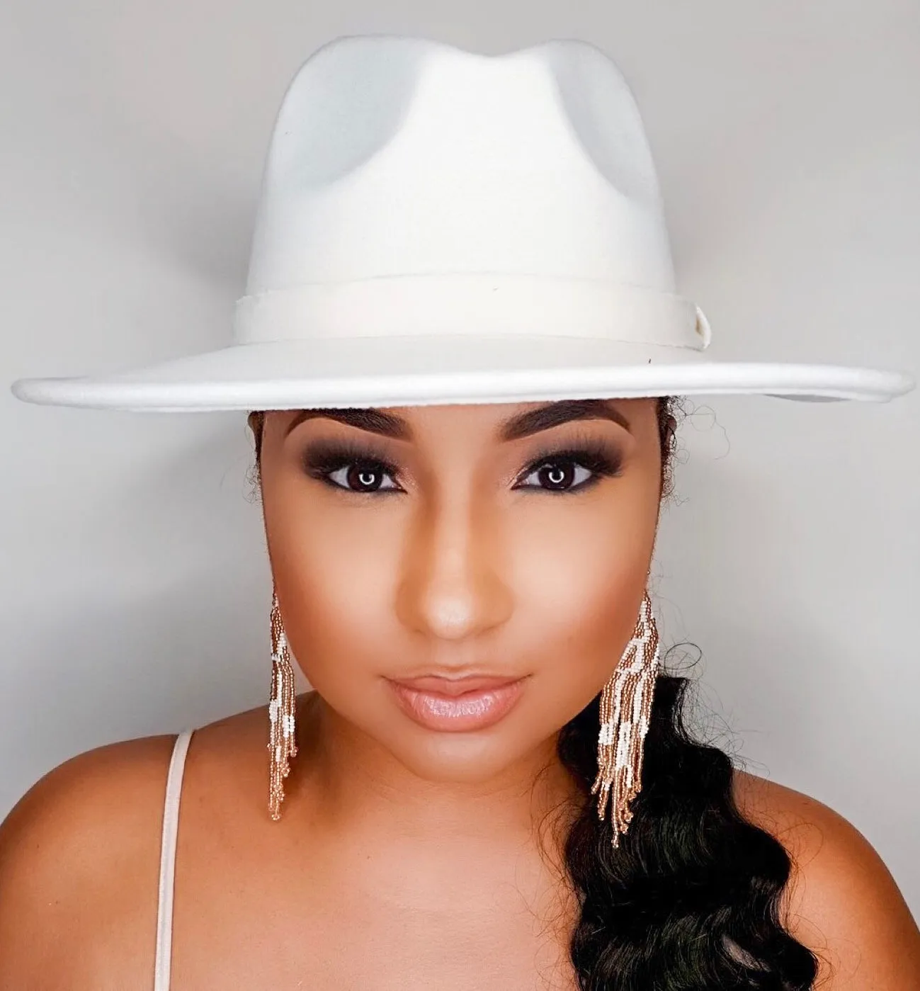 Still Trending | Wide Brim Panama Felt Fedora Hat with Band - 3
