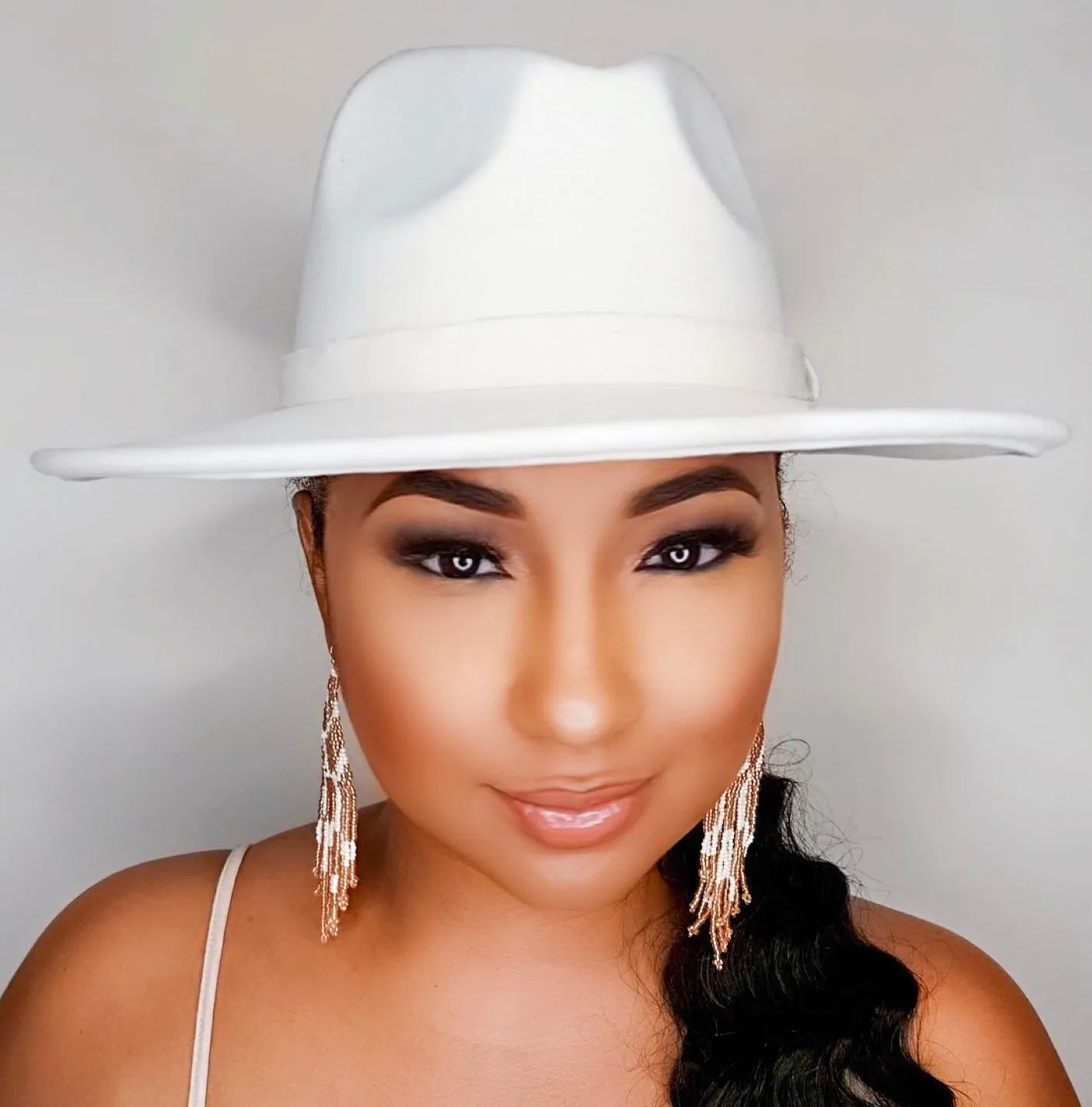 Still Trending | Wide Brim Panama Felt Fedora Hat with Band - 3