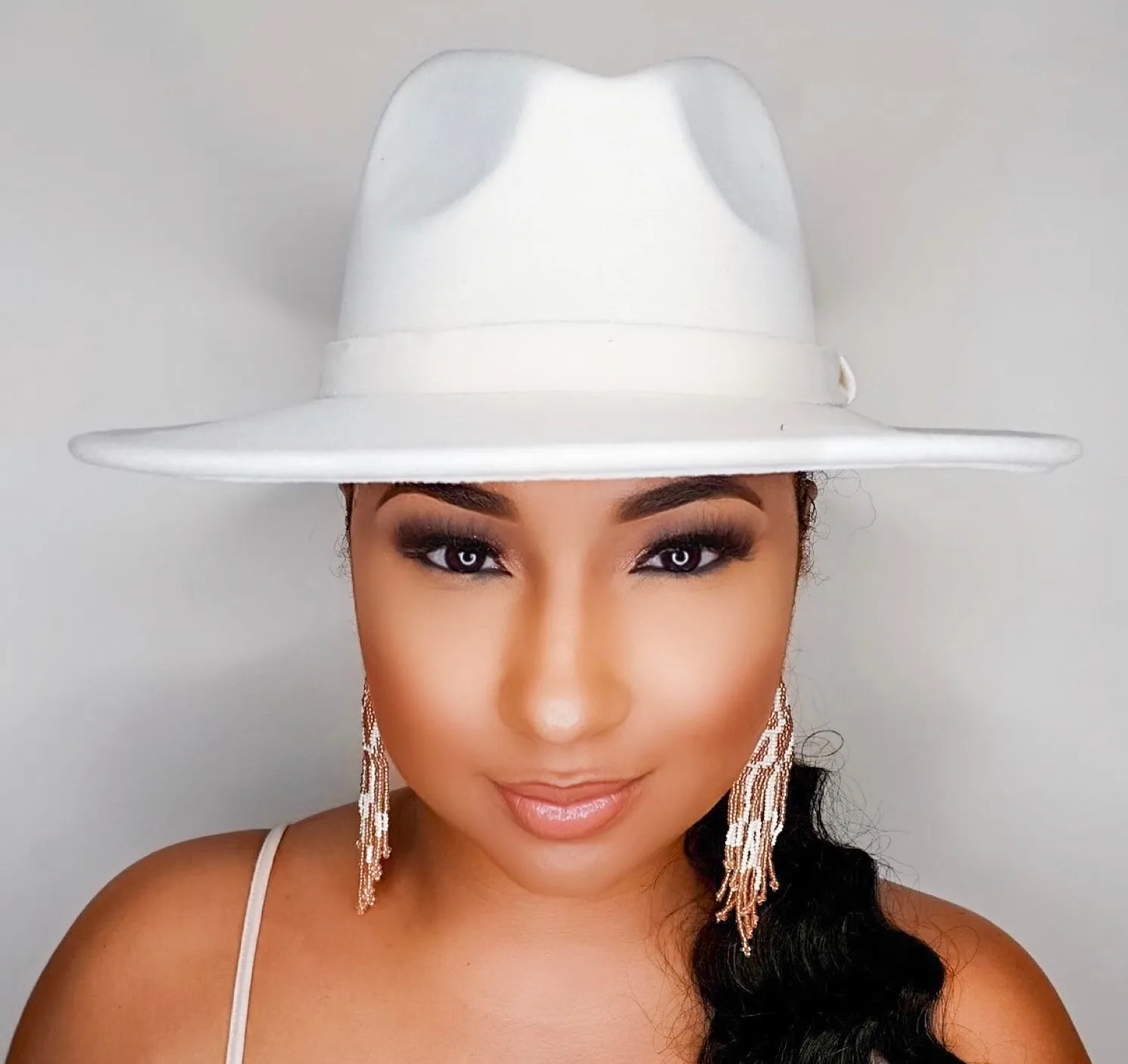 Still Trending | Wide Brim Panama Felt Fedora Hat with Band - 3