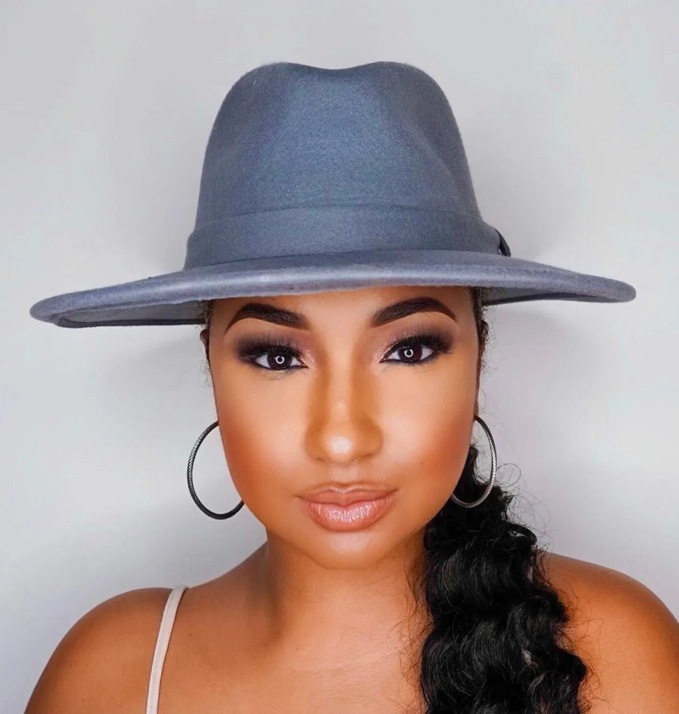 Still Trending | Wide Brim Panama Felt Fedora Hat with Band - Purple