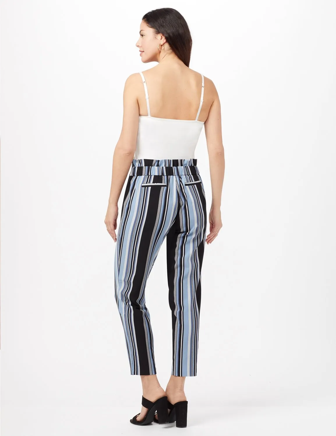 Stripe Pull-On Pants with Tie Waist