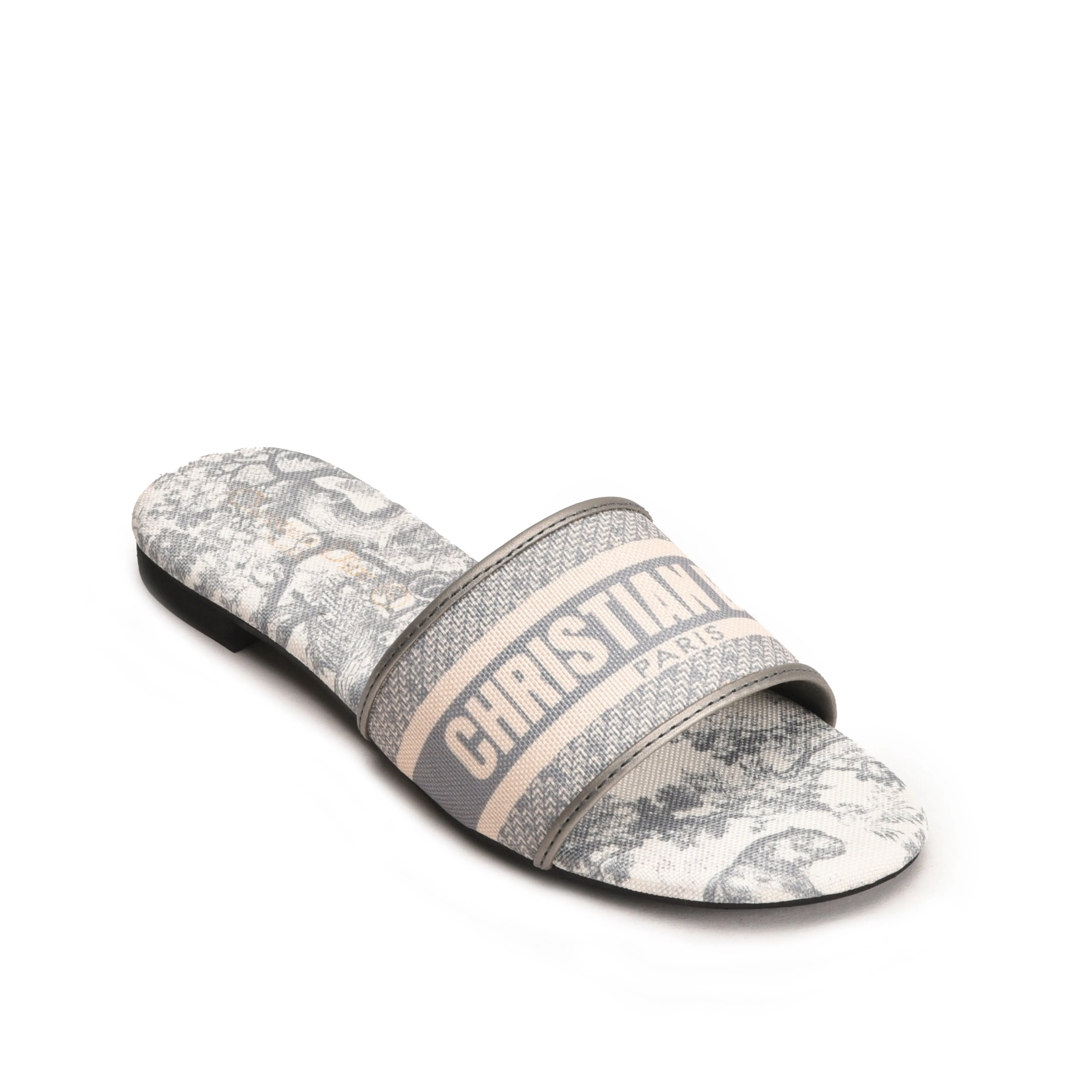 Stylish Grey Slip-On Slippers with Logo Strap | 597J-G