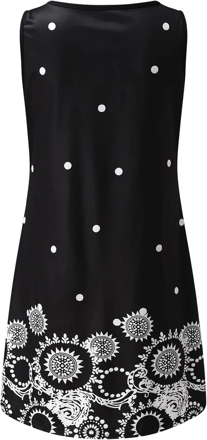 Sundresses for Women 2024 Casual Floral Printed Short Sundress Crewneck Trendy Loose A Line Sun Dress Summer Dresses