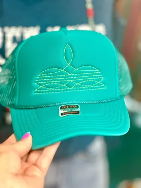 The New Turquoise Trinidad Bootstitch Trucker Cap