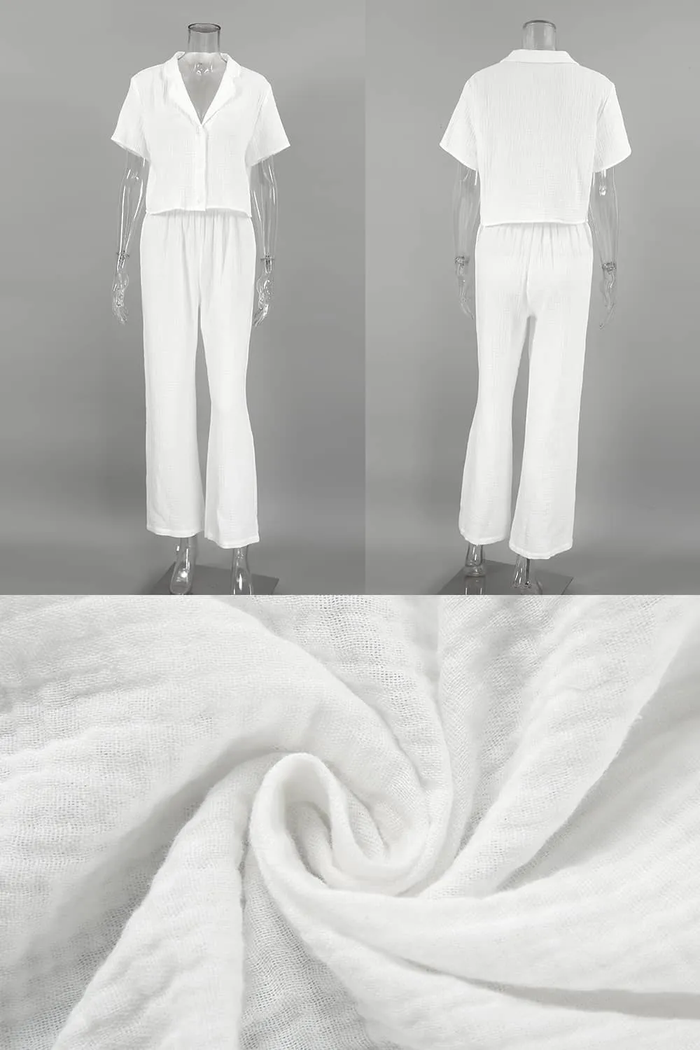 V-neck short-sleeved trousers two-piece set