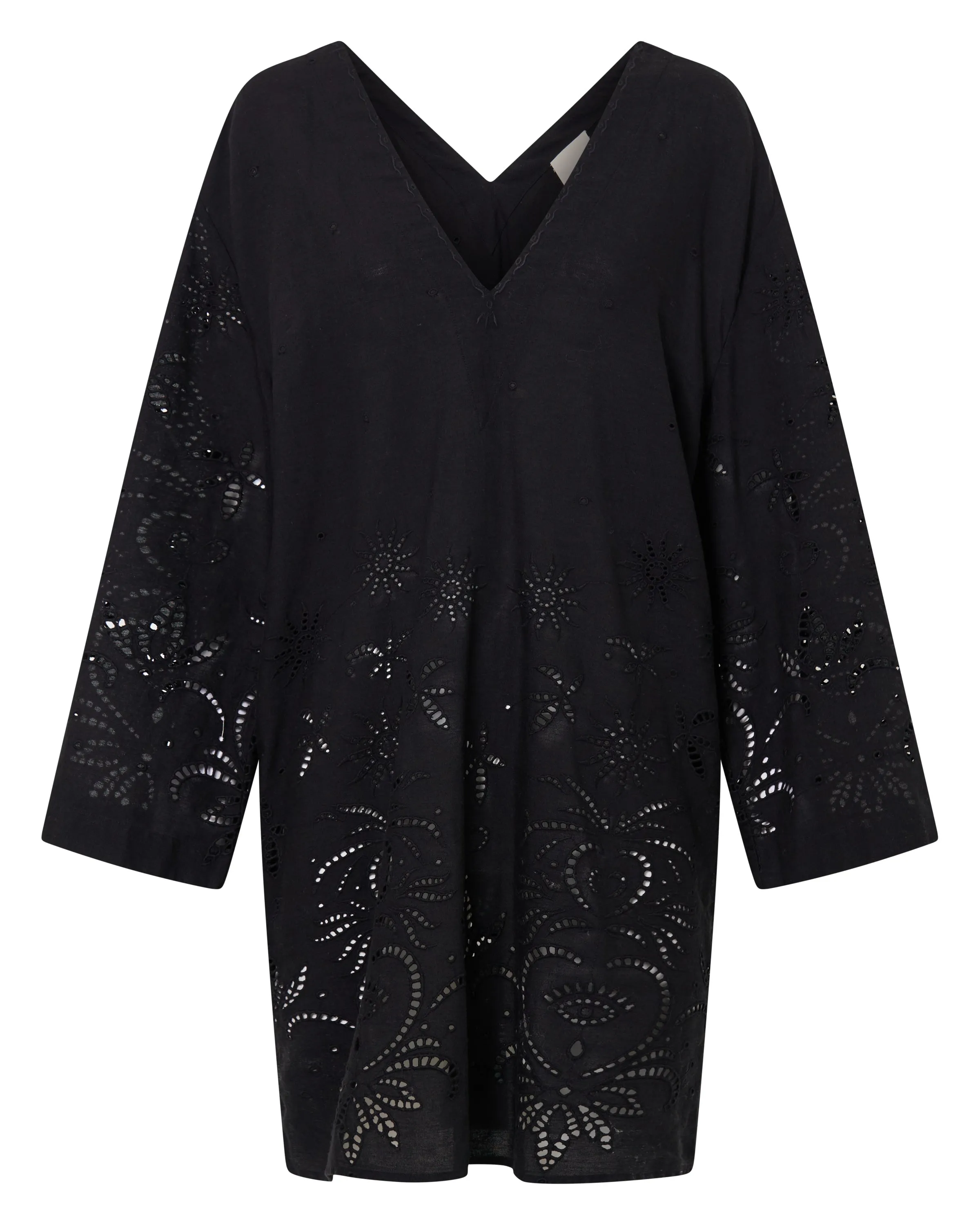 Venus Tunic Black Eyelet Linen Dress