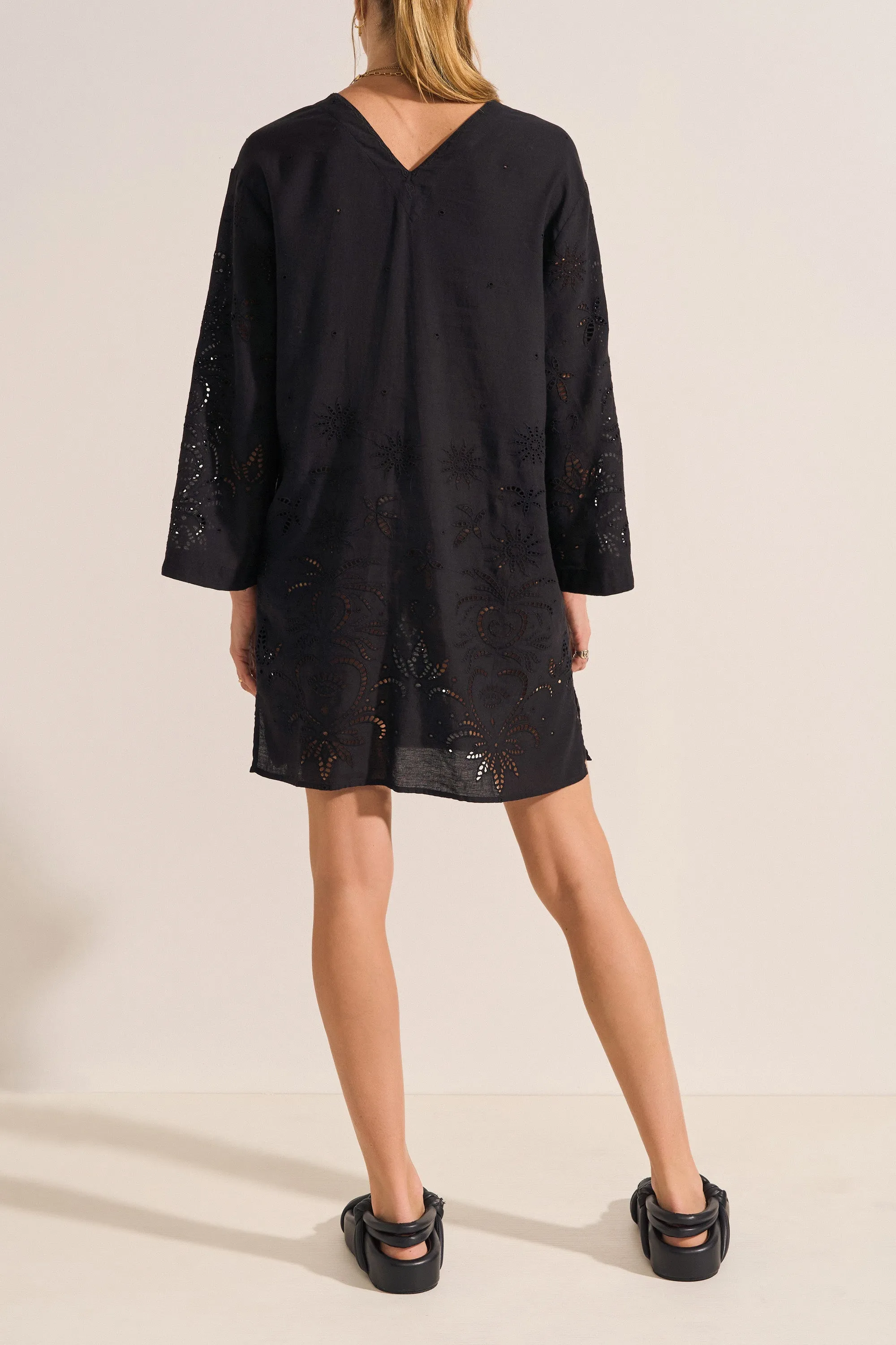 Venus Tunic Black Eyelet Linen Dress